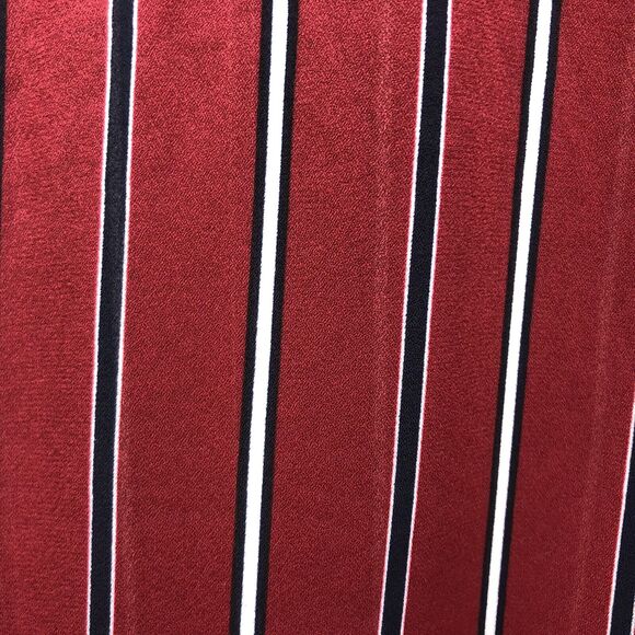 Haute Monde Button Up Blouse Women 2XL Maroon Stripe Semi Sheer Tie Waist & Cuff - Picture 12 of 12